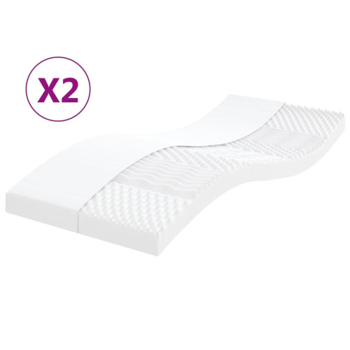 vidaXL Skummadrasser 2 st vit 90x200 cm 7-zoner hårdhet 20 ILD