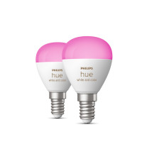 Miniatyr av produktbild för Philips Hue White och Color Ambiance Klotlampa – E14 smart ljuskälla – (2-pack)