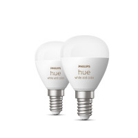 Miniatyr av produktbild för Philips Hue White och Color Ambiance Klotlampa – E14 smart ljuskälla – (2-pack)