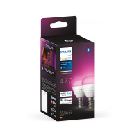 Produktbild för Philips Hue White och Color Ambiance Klotlampa – E14 smart ljuskälla – (2-pack)