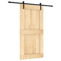 Produktbild för Skjutdörr med beslag 100x210 cm massiv furu