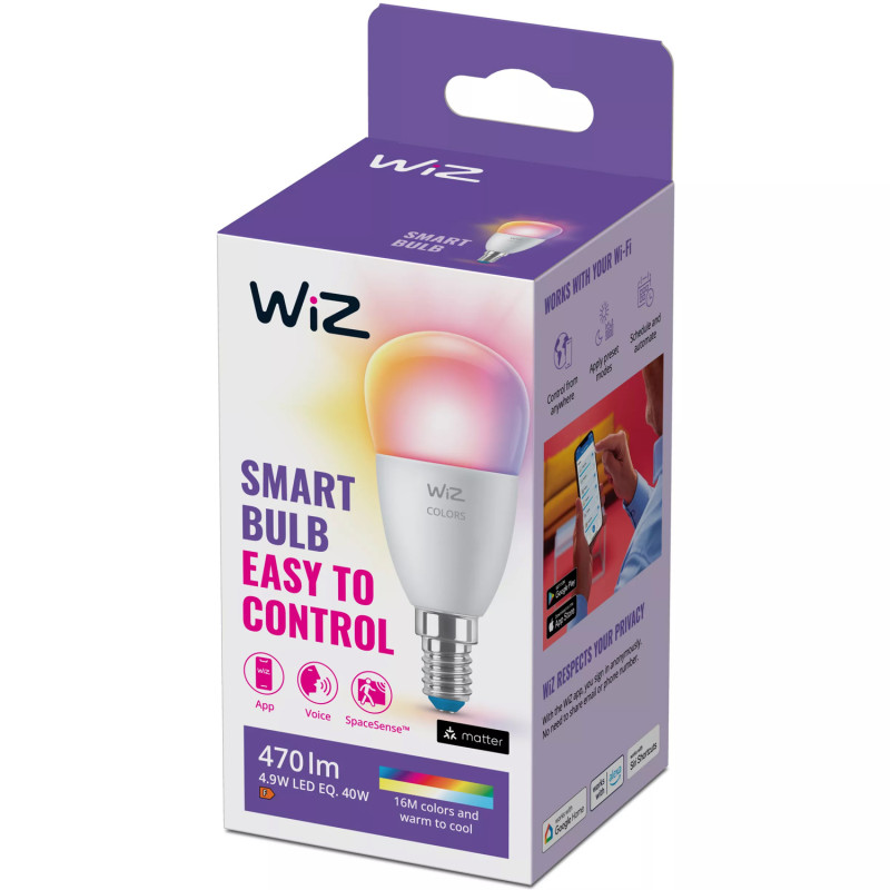 Produktbild för WiFi Smart LED E14 P45 40W 470lm Färg