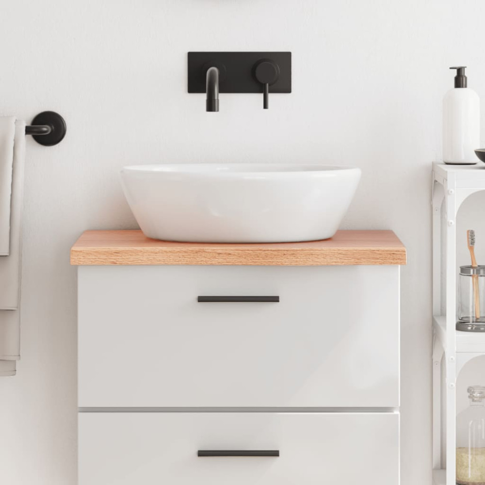 Produktbild för Bänkskiva badrum ljusbrun 60x40x(2-4) cm behandlat massivt trä