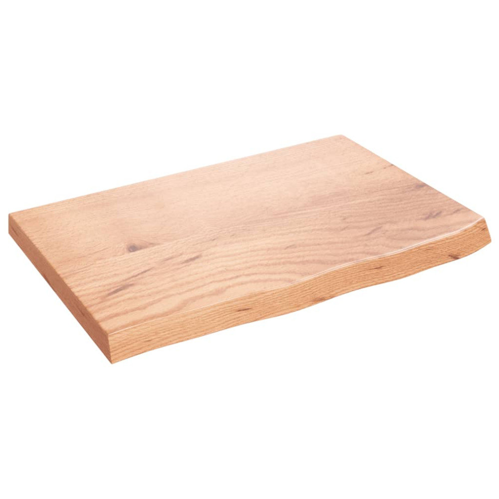 Produktbild för Bänkskiva badrum ljusbrun 60x40x(2-4) cm behandlat massivt trä