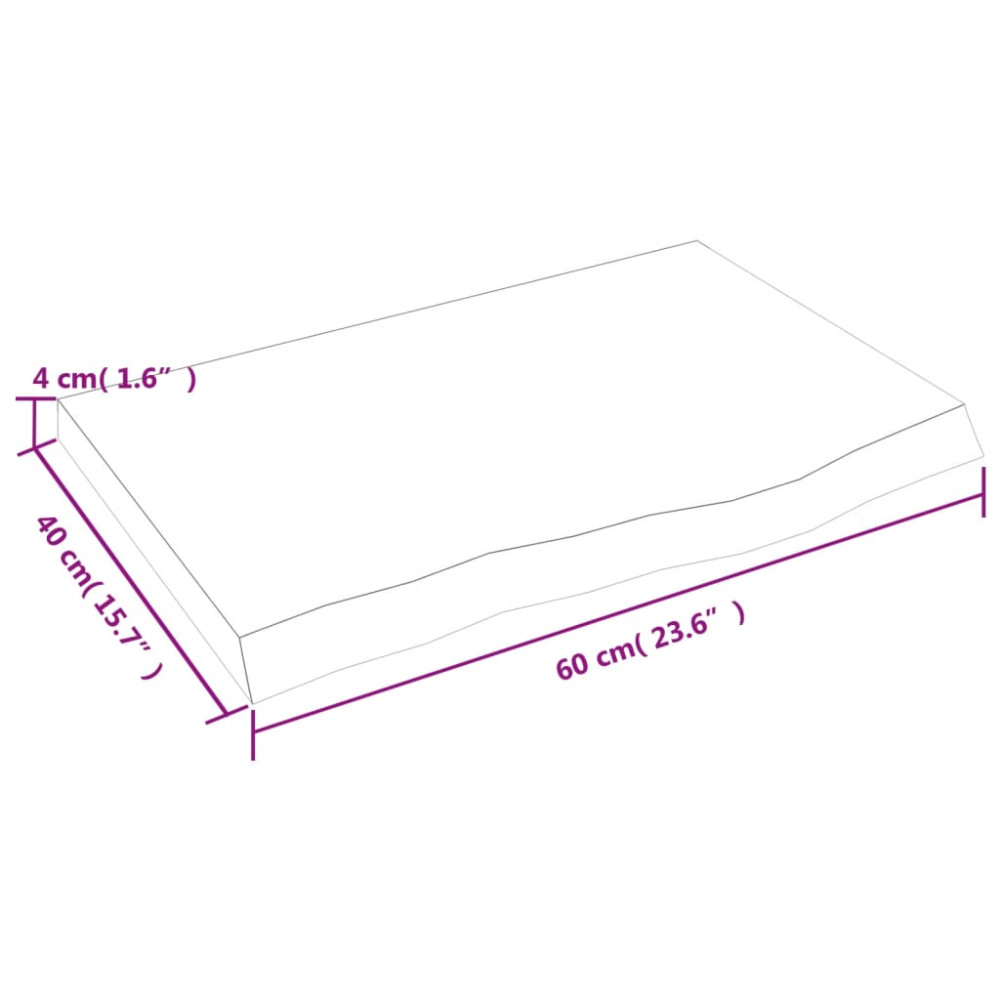 Produktbild för Bänkskiva badrum ljusbrun 60x40x(2-4) cm behandlat massivt trä