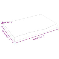 Produktbild för Bänkskiva badrum ljusbrun 60x40x(2-4) cm behandlat massivt trä