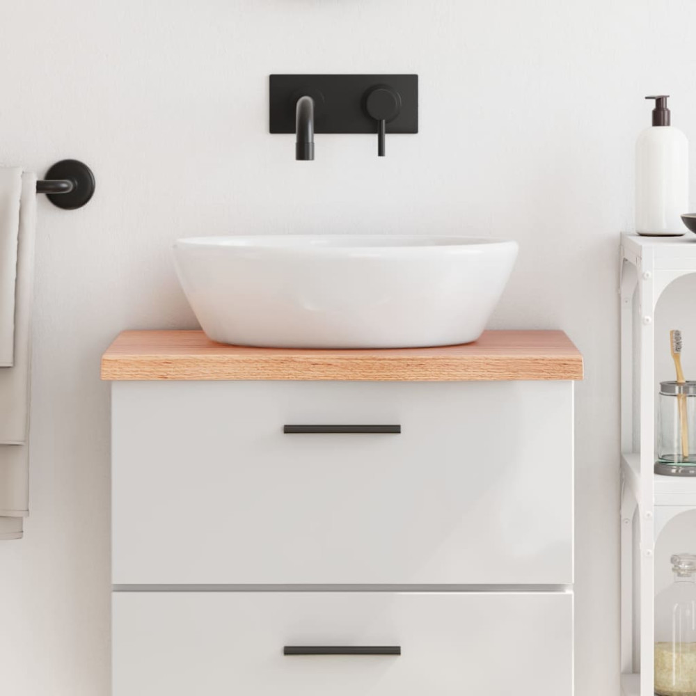 Produktbild för Bänkskiva badrum ljusbrun 60x30x(2-4) cm behandlat massivt trä