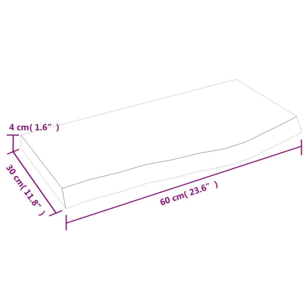 Produktbild för Bänkskiva badrum ljusbrun 60x30x(2-4) cm behandlat massivt trä