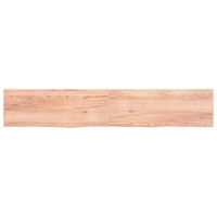 Produktbild för Bänkskiva badrum ljusbrun 220x40x(2-4) cm behandlat massivt trä