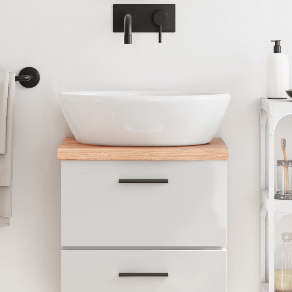 Produktbild för Bänkskiva badrum ljusbrun 40x30x(2-4) cm behandlat massivt trä