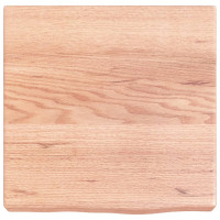 Produktbild för Bänkskiva badrum ljusbrun 40x40x(2-6) cm behandlat massivt trä