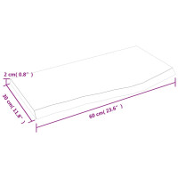 Produktbild för Bänkskiva badrum ljusbrun 60x30x2 cm behandlat massivt trä