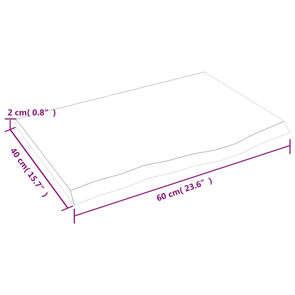 Produktbild för Bänkskiva för badrum mörkbrun 60x40x2 cm behandlat massivt trä