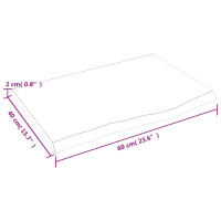 Produktbild för Bänkskiva för badrum mörkbrun 60x40x2 cm behandlat massivt trä