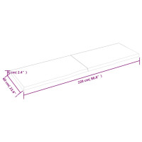 Produktbild för Bänkskiva badrum ljusbrun 220x60x(2-6) cm behandlat massivt trä