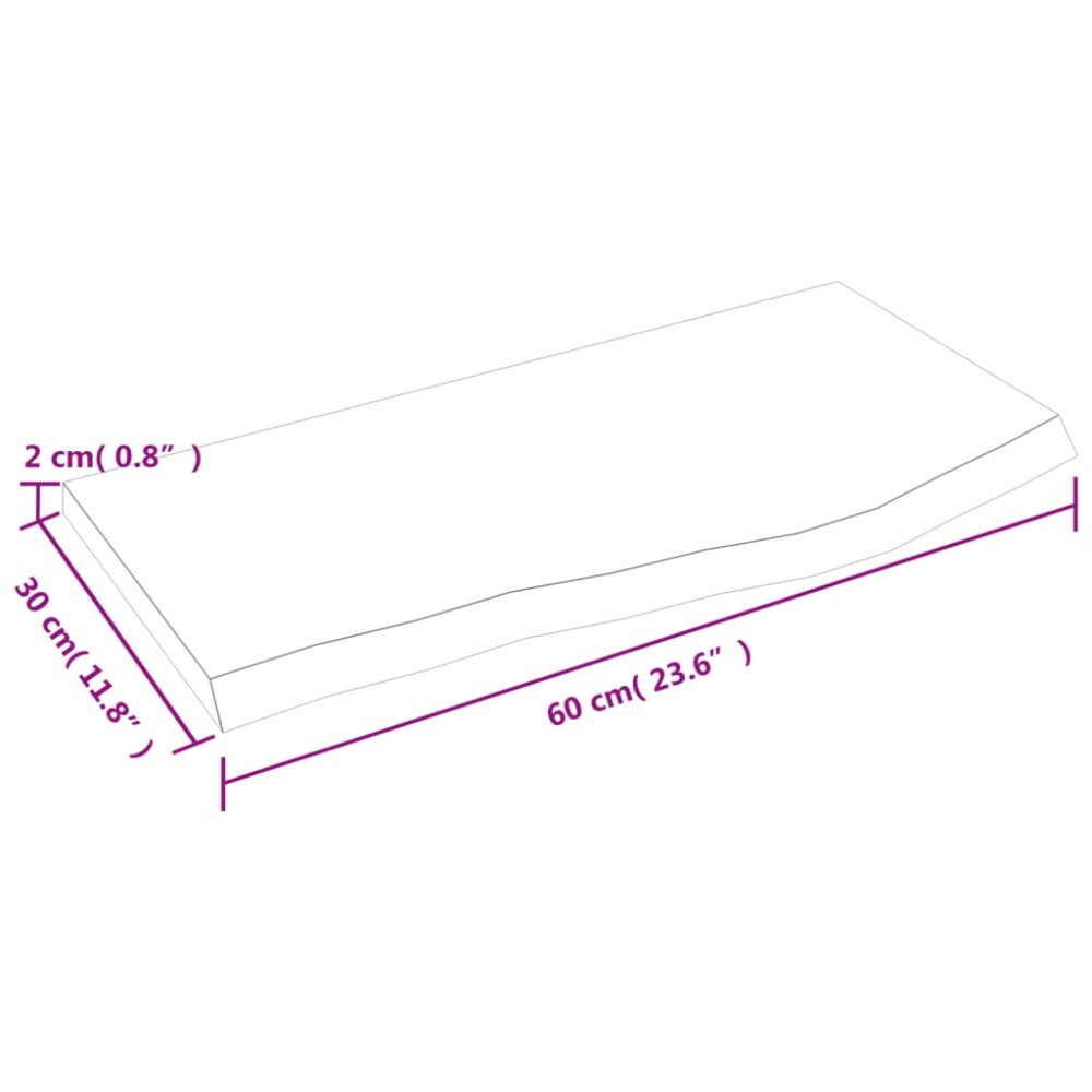 Produktbild för Bänkskiva för badrum mörkbrun 60x30x2 cm behandlat massivt trä