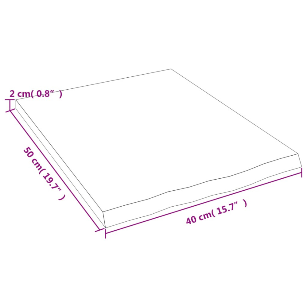 Produktbild för Bänkskiva badrum mörkbrun 40x50x2 cm behandlat massivt trä