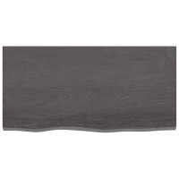 Produktbild för Bänkskiva badrum mörkbrun 80x40x(2-6) cm behandlat massivt trä