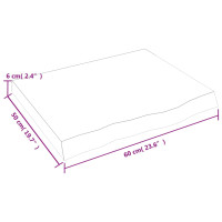 Produktbild för Bänkskiva badrum mörkbrun 60x50x(2-6) cm behandlat massivt trä