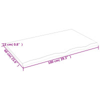 Produktbild för Bänkskiva badrum mörkbrun 100x60x2 cm behandlat massivt trä