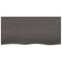 Produktbild för Bänkskiva badrum mörkbrun 100x50x(2-6) cm behandlat massivt trä