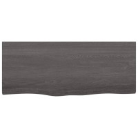 Produktbild för Bänkskiva badrum mörkbrun 100x40x(2-4) cm behandlat massivt trä