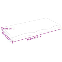 Produktbild för Bänkskiva badrum mörkbrun 80x40x(2-4) cm behandlat massivt trä