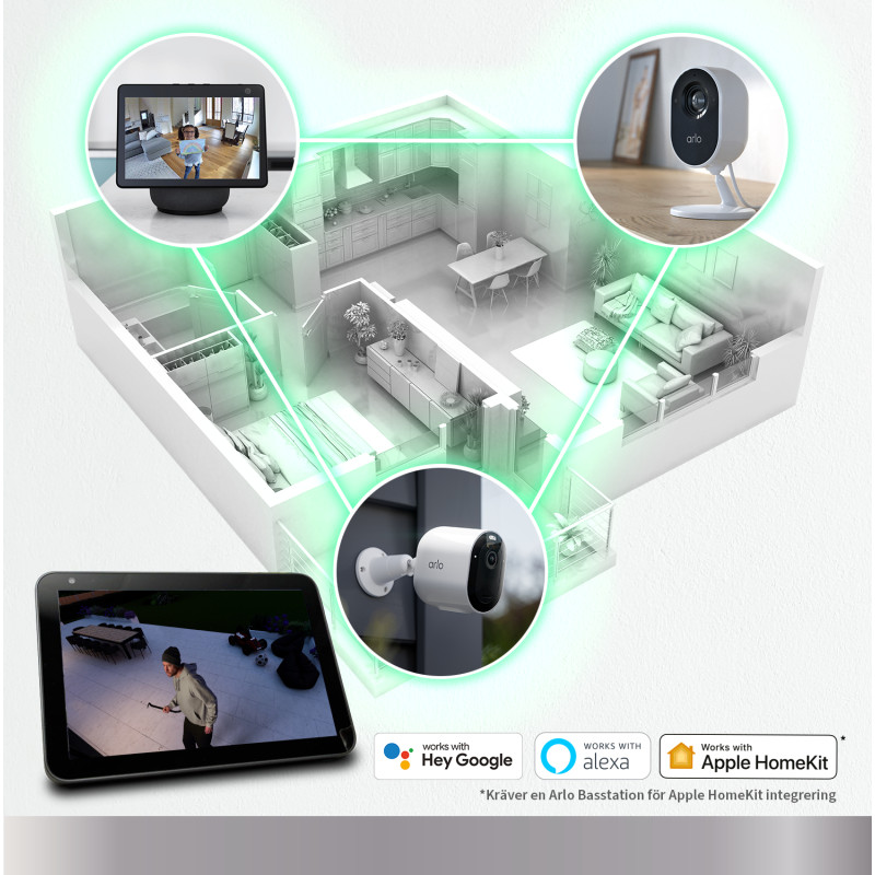Produktbild för Arlo Pro 5 2K trådlös övervakningskamera utomhus, 4 kameror vit