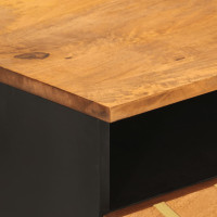 Produktbild för Soffbord brun och svart 80x54x40 cm massivt mangoträ