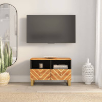 Produktbild för Tv-bänk brun och svart 105x33,5x46 cm massivt mangoträ