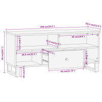 Produktbild för Tv-bänk brun och svart 100x33,5x46 cm massivt mangoträ