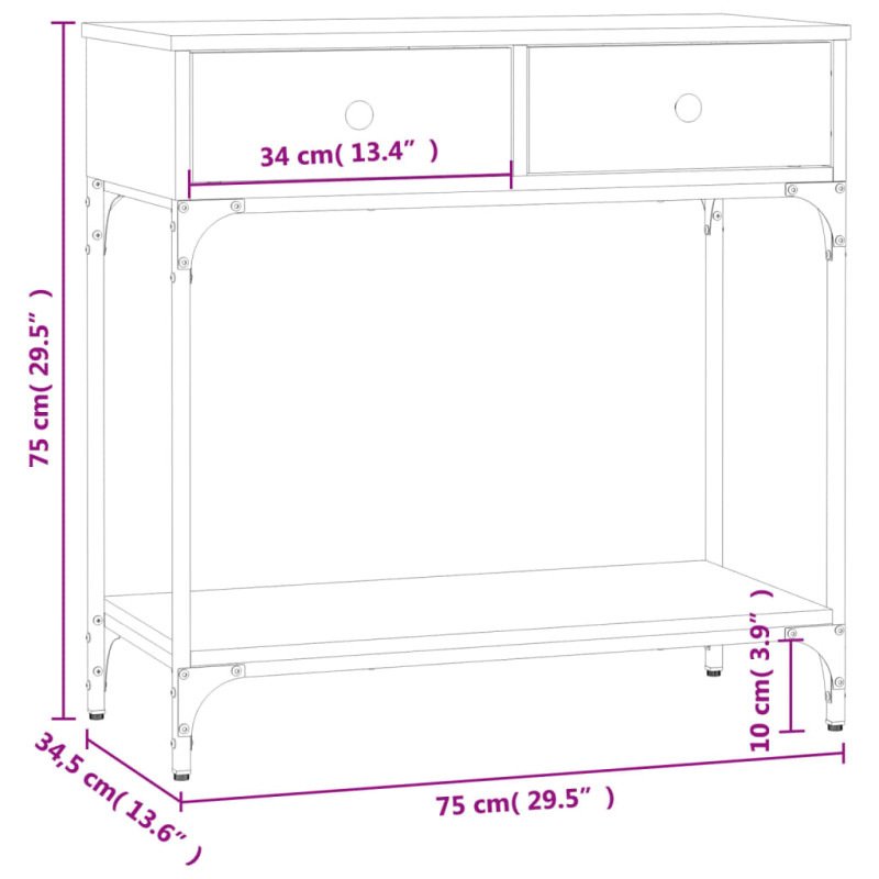 Produktbild för Avlastningsbord rökfärgad ek 75x34,5x75 cm konstruerat trä