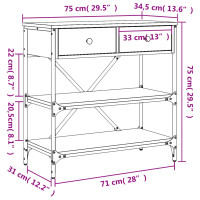 Produktbild för Avlastningsbord brun ek 75x34,5x75 cm konstruerat trä