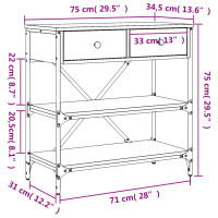 Produktbild för Avlastningsbord grå sonoma-ek 75x34,5x75 cm konstruerat trä