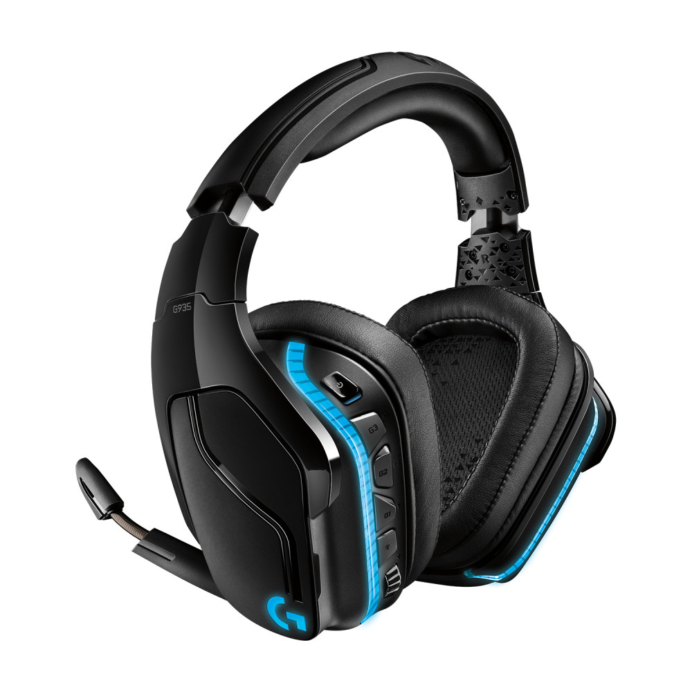 Produktbild för Logitech G G935 Headset Trådlös Huvudband Spela Svart, Blå