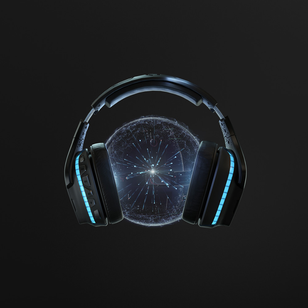 Produktbild för Logitech G G935 Headset Trådlös Huvudband Spela Svart, Blå