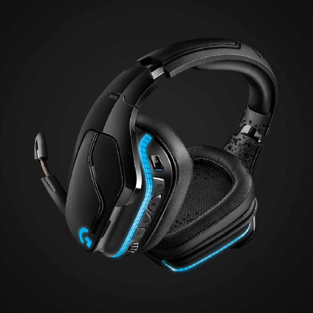 Produktbild för Logitech G G935 Headset Trådlös Huvudband Spela Svart, Blå