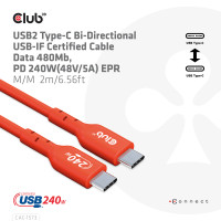 Miniatyr av produktbild för CLUB3D CAC-1573 USB-kablar 2 m USB4 Gen 2x2 USB C Röd