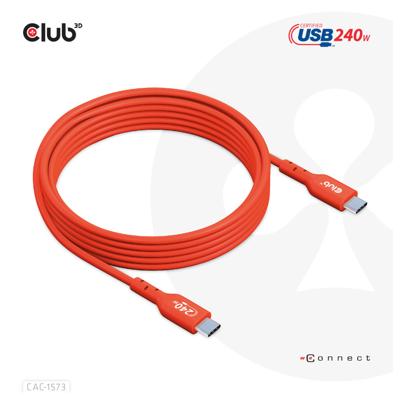 Produktbild för CLUB3D CAC-1573 USB-kablar 2 m USB4 Gen 2x2 USB C Röd