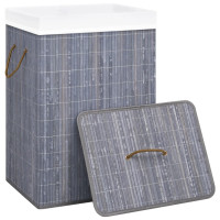 Produktbild för Tvättkorg bambu med 1 sektion grå