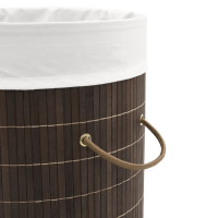 Produktbild för Tvättkorg i bambu rund mörkbrun