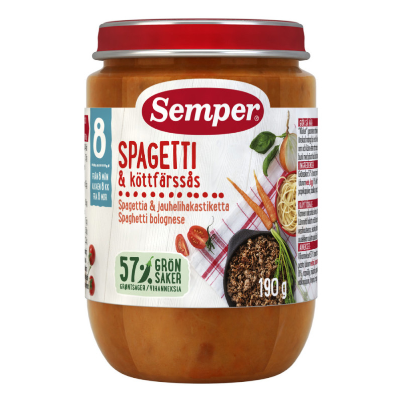 Produktbild för Spagetti & Köttfärssås 190G 8M