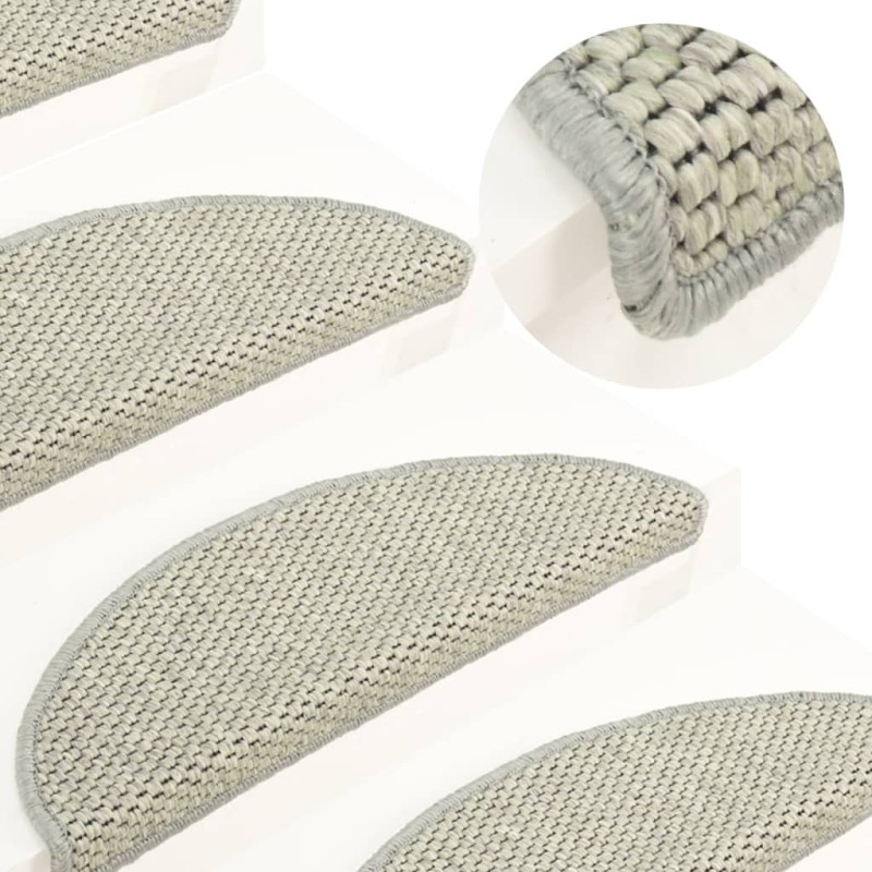 Produktbild för Trappstegsmattor självhäftande sisallook 15 st 56x17x3 cm grå