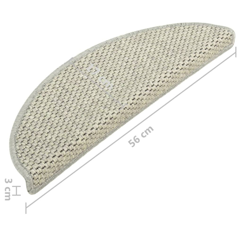 Produktbild för Trappstegsmattor självhäftande sisallook 15 st 56x17x3 cm grå