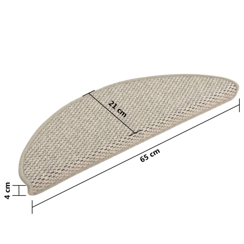 Produktbild för Trappstegsmattor självhäftande sisal 15 st 65x21x4 cm taupe