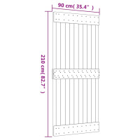 Produktbild för Skjutdörr med beslag 90x210 cm massiv furu