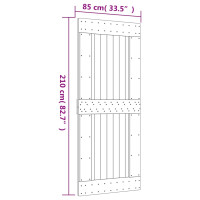 Produktbild för Skjutdörr med beslag 85x210 cm massiv furu