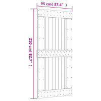 Produktbild för Skjutdörr med beslag 95x210 cm massiv furu