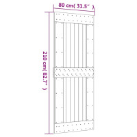 Produktbild för Skjutdörr med beslag 80x210 cm massiv furu