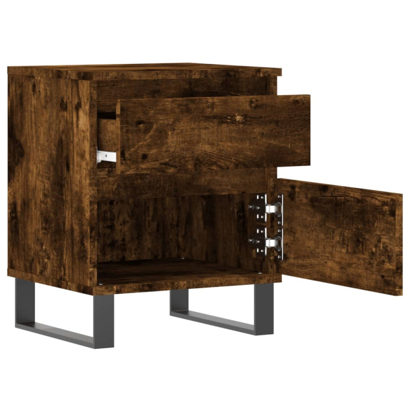 Produktbild för Sängbord rökfärgad ek 40x35x50 cm konstruerat trä